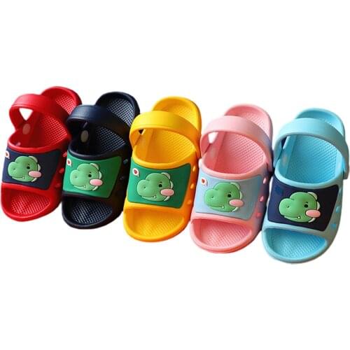 Kids Sandals Slipper Anti-Slip Cartoon Dinosaur Patterns Walking Shoes Indoor Sandals For Girls Boys 1-5Years