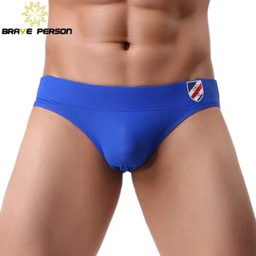 BRAVE PERSON Mens Sexy Underwear Nylon Solid Men Breathable Briefs Low Waist Underpants for Man Male Panties B1163