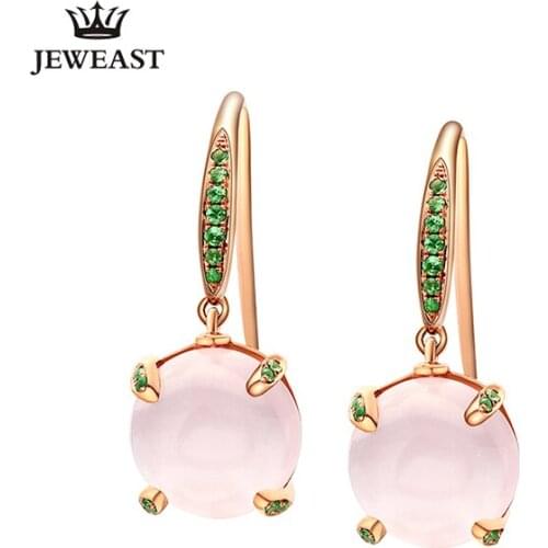 LSZB Natural hibiscus stone 18K Pure Gold Earring Real AU 750 Solid Gold Earrings Diamond Trendy Fine Jewelry Hot Sell New 2020