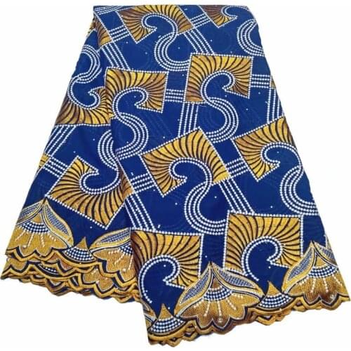 5yard Swiss lace fabric 2021 latest heavy beaded embroidery African 100% cotton fabrics Swiss voile lace popular Dubai style