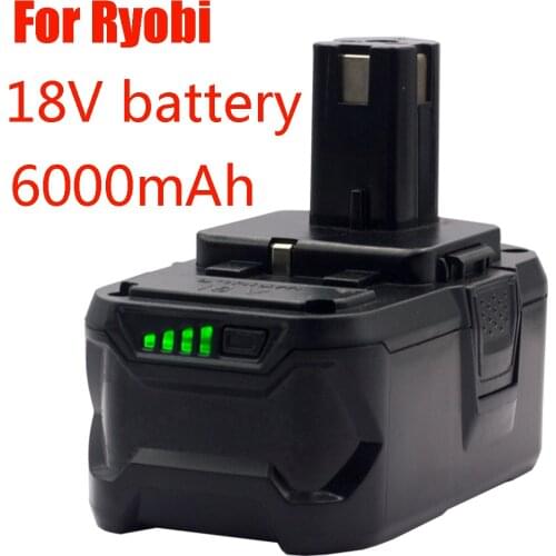 Replace Ryobi ONE18V Wireless Power Tool BPL1820 P108 P109 P106 RB18L50 RB18L40 Lithium Ion Battery 6000mAh