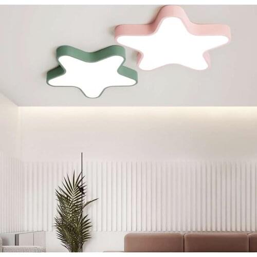 Modern warm childrens room LED 220V colorful star ceiling lamp living room bedroom childrens dining room amusement park light