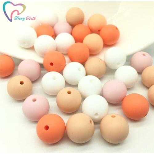 Teeny Teeth 40 PCS Baby Teething Accessories Silicone Round 12 MM Beads Pendant DIY Nursing Bracelet Kids Silicone Loose Beads