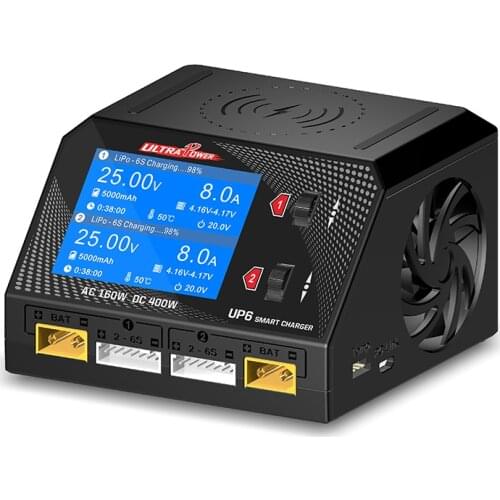 ULTRA POWER UP6 AC100-240V DC 9.0-32.0V Dual Channel Battery Balance Charge for RC FPV Drone Model Airplane Racing Car SpeedBoat