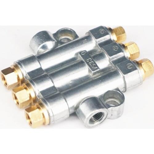 In M8x1 Out M10x1 3 Port Aluminum/Brass Lube Oil Piston Distributor Value Manifold Block for centralized lubrication system