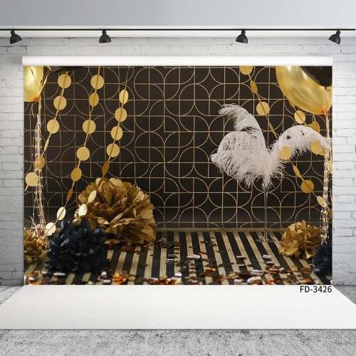 Yellow Balloon White Feather Decors Christmas Photo Backdrop Vinyl Background Photography Props for Child Baby Shower Photocall