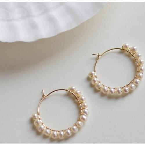 Lily Jewelry Real Pearl Earring 925 Sterling Silver Women Hoop Earring Freshwater Pearl Jewelry for Women Birthday Nice Gift