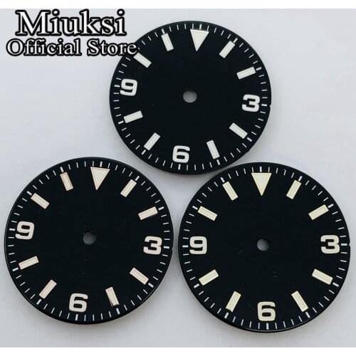Miuksi 29mm black blue dial luminous watch dial fit NH35 NH36 ETA 2824 2836 Mingzhu DG 2813 3804 Miyota 8205 8215 821A movement