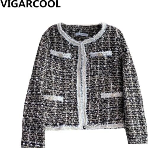 Mature style feminine Jacket small fragrant wind braided tweed Jacket Autumn and Winter New Loose wild retro Jacket Women 2021