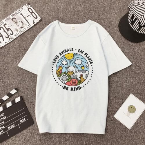 Woman T-shirts Cartoon Animal Print Casual Korean Style Womens Tee Shirt Graphic Loose T-shirts Female Clothes Hot Sale