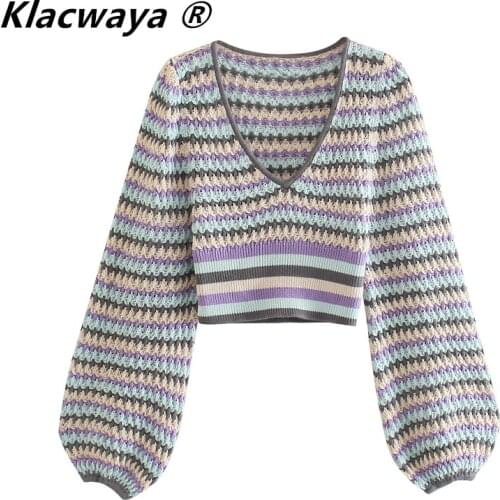 Klacwaya Sweater Za Women 2021 Fashion Long Sleeves Casual Lady Sweater Short Tops Ruched Blouse Female Chic Tops