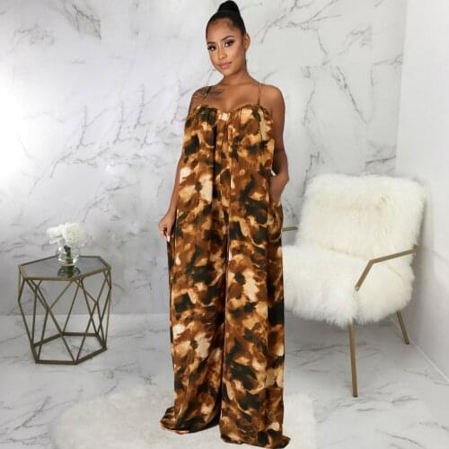 Top Quality Spaghetti Strap Boot Cut Jumpsuit for Women Low Neck Open Back Bohemian Romper Summer Sleeveless Loose Overall New