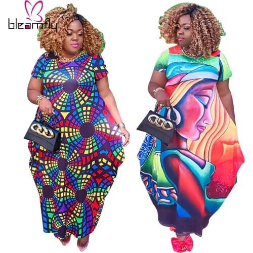 Sumemr Sexy O-neck Bohemian Beach Boho Printed Dress Women Long Maxi Elegant Irregular Vintage Dresses Plus Size 4XL 5XL Vestido