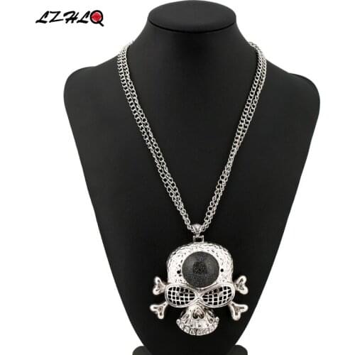 LZHLQ Vintage Skull Choker Statement Necklace Women 2 Colors Zinc Alloy Chocker Necklaces Pendants Trendy Collares Collier