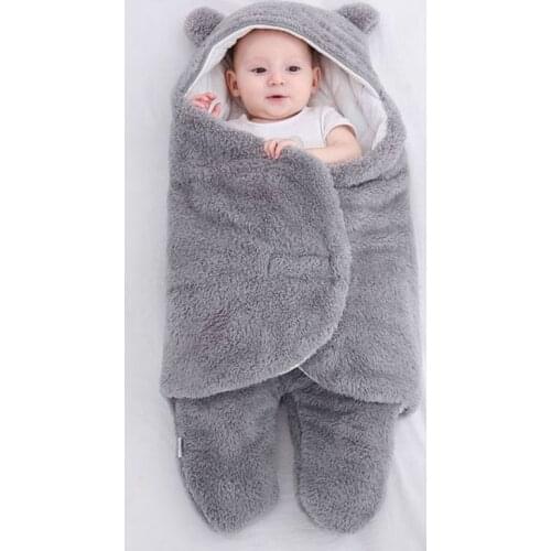 Winter Baby Boys Girl Blanket Wrap Double Cotton Fleece Bathrobe Baby Swaddle Sleeping Bag Hooded Newborn Baby Toddler Bedding