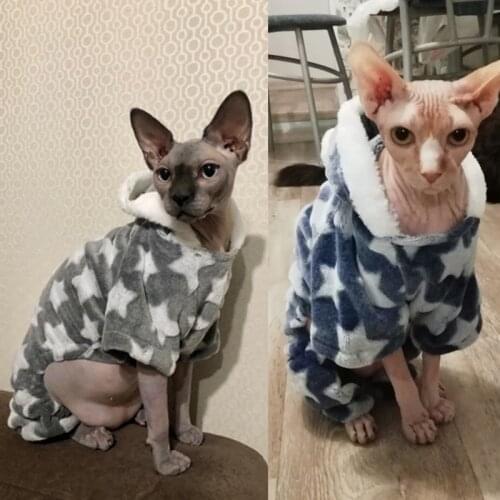 Winter Warm Cat Pajamas for Katten Gotas Sphynx Puppy Overalls Soft Fleece Pet Jumpsuit Mascotas Costume kombinezon dla psa