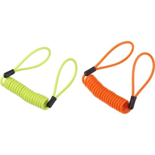 1Piece 1.2m Safety Lanyard Spring Coil Rope Disc Brake Lock Reminder Cable Steel PVC for Disk Lock Reminder Brake Safety Strap