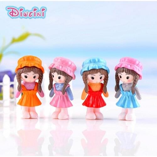 1pc Fisherman Hat Girls Figures DIY Toy Girl Boy Miniature wedding decoration Movie Character Birthday cake play house doll Gift