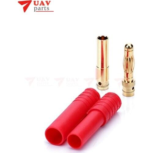 10pairs HXT 4MM 4.0mm Bullet banana Connectors Gold Plating AND Red Housing RC CONNECTOR PLUG for RC Helicopters