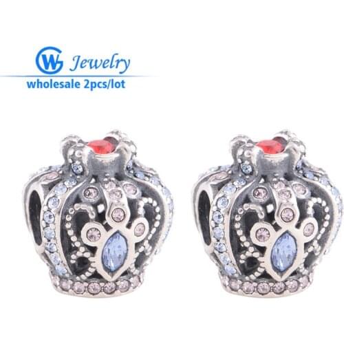 2pcs/lot Crown Beads Charm Fits Snake Chain Bracelets Factory GW Fashion jewelry