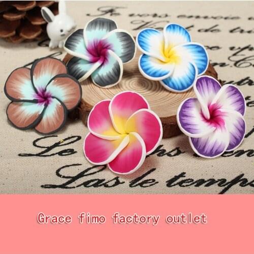 6pc/lot 40mm Cheap Polymer Clay Plumeria Flower Beads Diy Bali Jewelry Necklace Berloque Decoration Craft Accessory Atacado