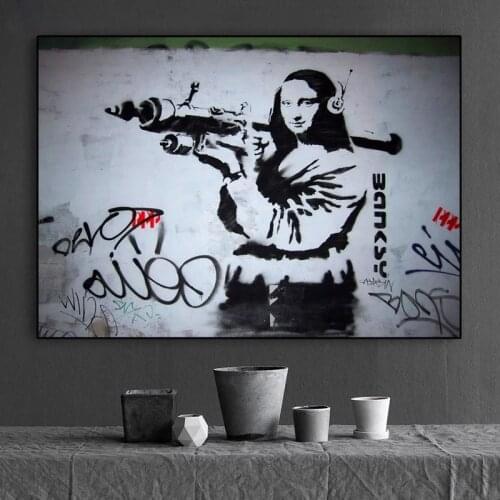Abstract Mona Lisa canvas painting graffiti art wall poster and art print mural canvas for home wall decoration