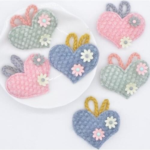 10Pcs Soft Corn Plush Heart Applique for DIY Clothes Hat Headwear Patches Gloves Leggings Socks Sewing Decor Accessories P85