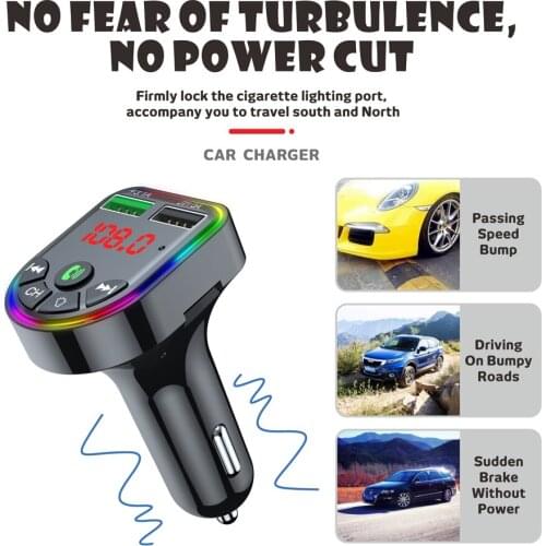 Car Charger Bluetooth 5.0 FM Transmitter Modulator MP3 Player Colorful LED Display Dual USB 3.1A Fast Charger Car Accessories