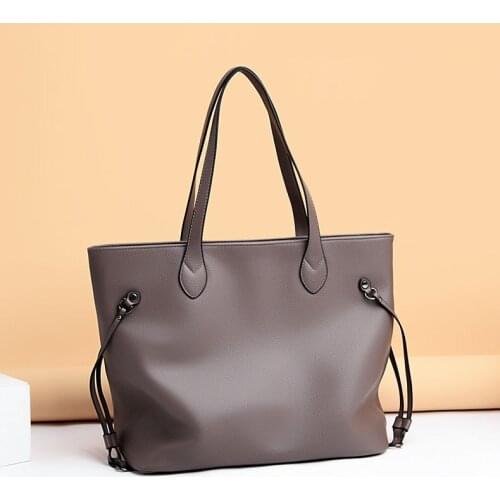 Big leather handbag shopper bag Korean womens shoulder bag large a4 leather tote bags for women fashion casual lady sac a main