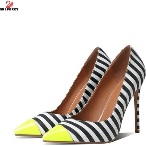 SKLFGXZY Brand New European Style Women Sexy Leather High Heels Pointed Womens Shoes Party Fashion A Zebra Pumps