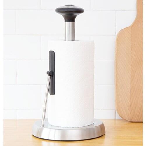 Paper Towel Rack Kitchen One-Hand Tear-Pull Vertical Wiping Hand Floor Non-Perforated Roll Paper Holder XHC88