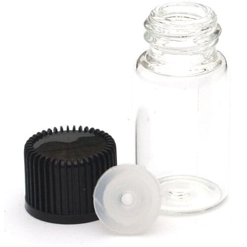 Fast Shipping 1000pcs Small 3ml Clear Glass Bottle with Orifice Reducer and Cap Mini Perfume Sample Essential Oil Vials