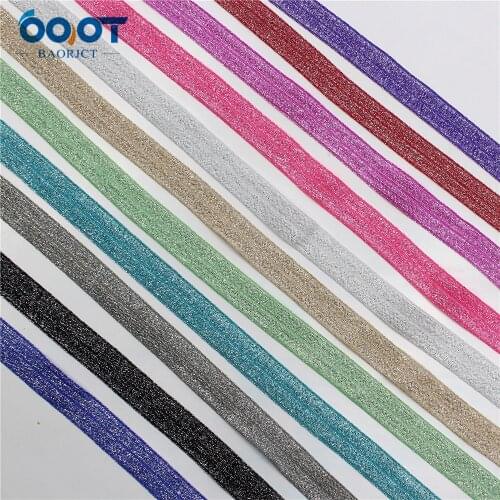10yards 5/8'' Solid color shining Ribbon Elastic Foldover Elastics Stretch Hair Ties Headbands for Girls Hair Bow E-20514-1095