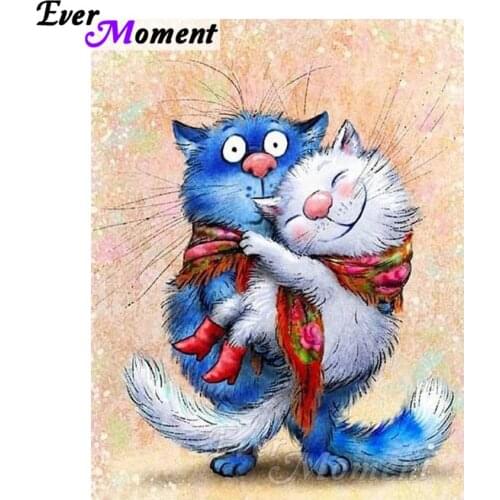 Ever Moment Diamond Painting Cat Animal 5D DIY Full Square Cross Stitch Rhinestones Diamond Embroidery Home Decorations ASF1273