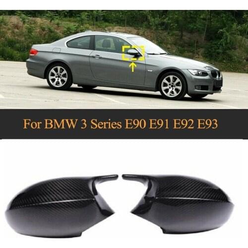 Carbon Fiber Glossy Rearview Mirror Cover Caps For BMW 3 Series E90 E91 05-07 & E90 E92 06-09 E81 E82 E87 E88 Replacement cover