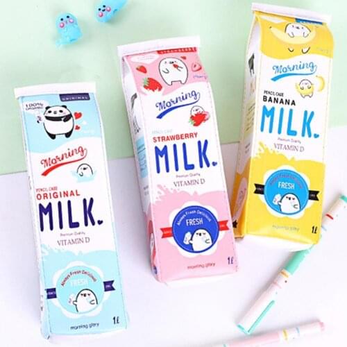 1PC Cute Kawaii Canvas Pencil Case High Capacity Pen Cute Bags Statione Milk Supplies Bags School For Girls Korean Gift Pen R4K1