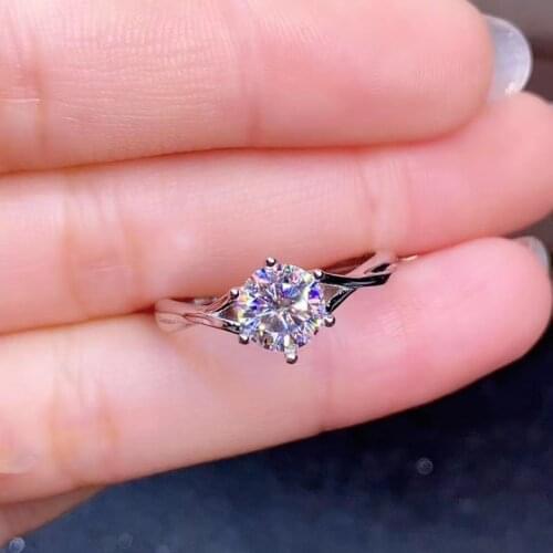 Crackling moissanite gemstone ring for women jewelry engagement ring for wedding 925 sterling silver ring birthday gift