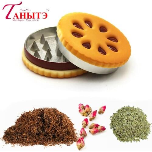 Creative Biscuit Style Manual Herbal Weed Grinder 2-Layers 55mm Smoke Grinder Zinc Alloy Tobacco Shredder Spice Crusher