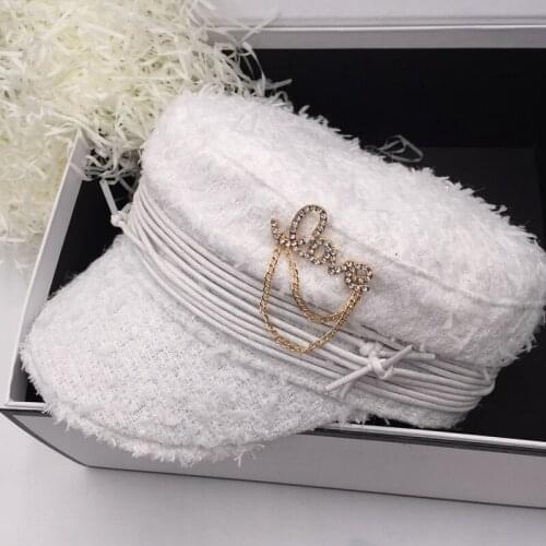 Visors for women spring summer the new socialite navy hat small diamond fashion hat female black cap