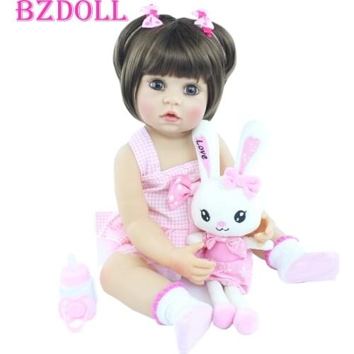 55 cm Full Silicone Body Reborn Baby Doll For Girl Princess Babies Dress Up Boneca Child Birthday Gift Bathe Play House Toy