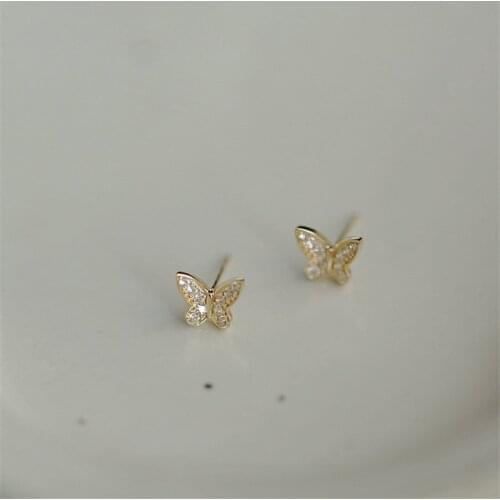 Liemjee Sterling Silver Retro Butterfly Zircon Earrings Fashion Party Jewelry For Women Feature Namour Charm Gift All Seasons