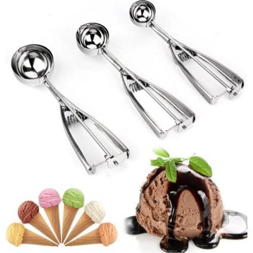 Ice Cream Spoon Kitchen Tools 4/5/6CM Stainless Steel Spring Handle Mash Potato Watermelon Ball Scoop Home Kitchen Accessories