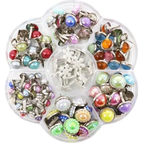 Boxed 6-12mm Metal Crafts Fastener Brads DIY Card Making Kids Scrapbooking Accessories Materials Nail Rivets Decor Arts Material
