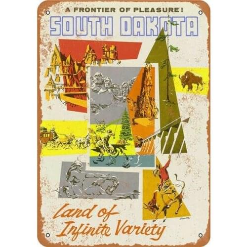 Metal Tin Sign South Dakota Travel Poster Decor Bar Pub Home Vintage Retro