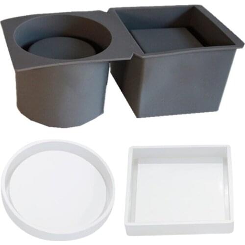 2021 New DIY Crafts Casting Tool Square Round Concrete Flower Pot Tray Silicone Mould Planter Epoxy Resin Mold 2020 trend