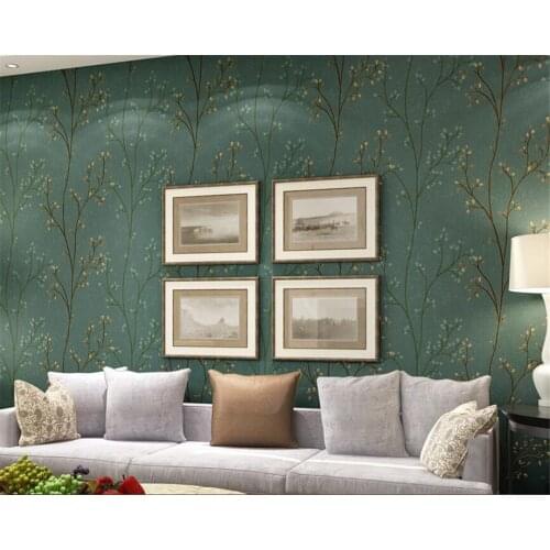 Beibehang Modern mural Green Gray Wall paper Saplings Living Room Bedroom Wallpaper TV desktop Sofa Background Wallpaper roll