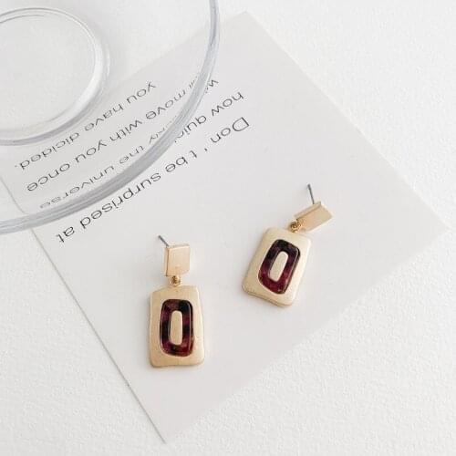 Origin Summer Korean Fashion Square Geometrical Dangle Earings for Women Exquisite Contrast Color Irregular Earings Jewelry