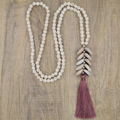 8MM Chokers Necklaces For Women Sea Shells Beads Tassel Necklace Collier Ethnique Femme Bohemian Collar Mujer Stone Jewellery