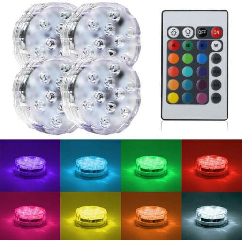 4Pcs Lights LED Submersible Swimming Pool Lights Colourful Remote Underwater Pond Party Lamp 16 Colors