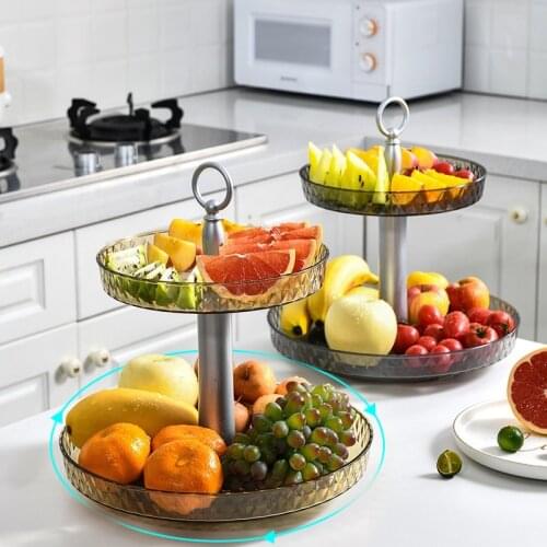 Rotatable Fruit Plate Tower Living Room Kitchen Snack Candy Storage Holder Display Stand Platters and Trays Dessert Plate